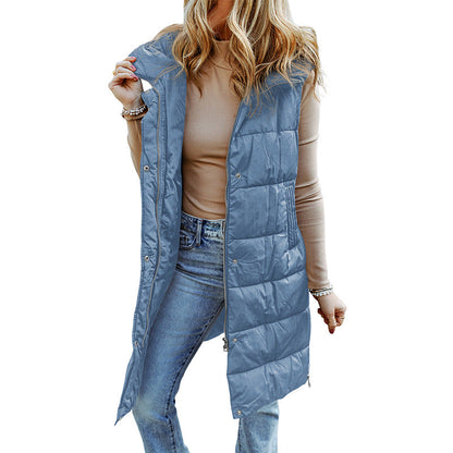 Women's Vest – Quilted Design – Relaxed Fit – Long and Sleeveless with Hood