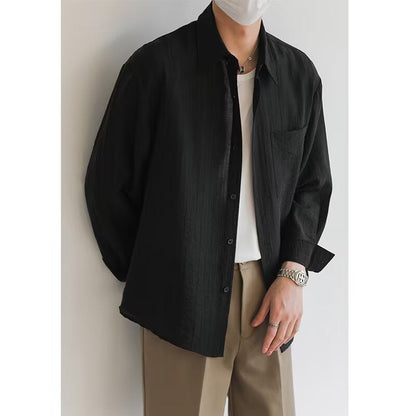 Men's Shirt with Long Sleeves – Relaxed Fit – Button Closure – Natural Fibers