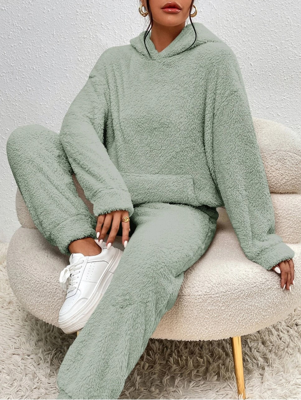 Women's Two-piece Set – Relaxed Fit Hoodie – Wide Pants – Soft Comfortable Texture
