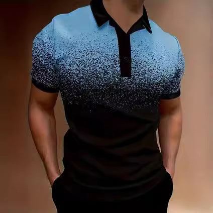 Men's Polo Shirt – Slim Fit – Gradient Print – Soft Breathable Material – Casual Look