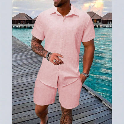 Men's Two-Piece Set – Relaxed Fit – Jacquard Texture – Breathable Material