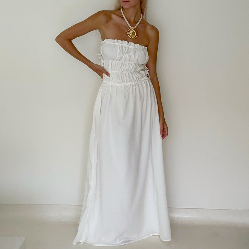 Dress for Women – Strapless – Adjustable Waist – A-Line – Full Length – Breathable Fabric