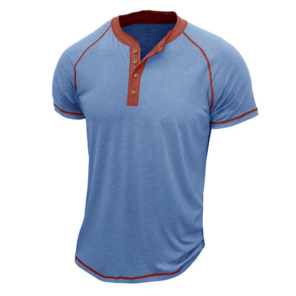 Men's Henley T-shirt – Regular Fit – Short Sleeve – Breathable – Contrast Details