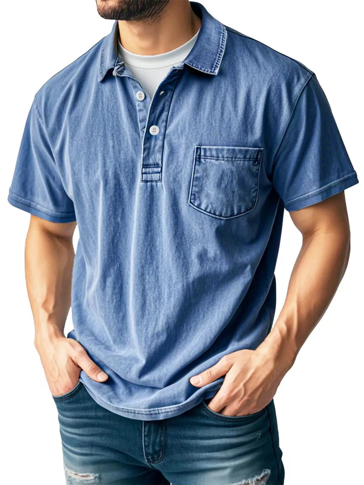 Men's Polo Shirt – Relaxed Fit – Short-Sleeved – Breathable Blend – Chest Pocket