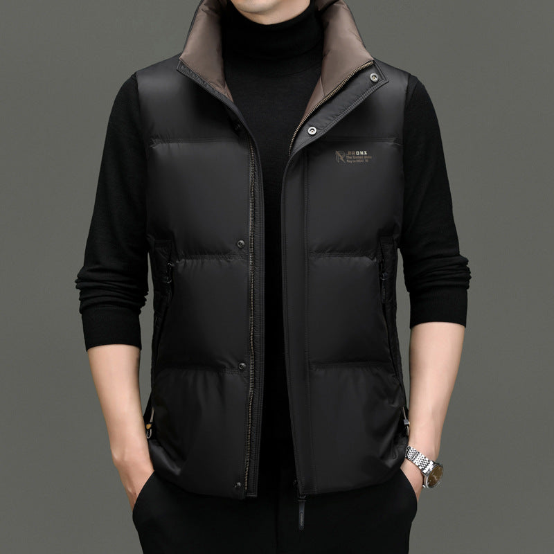 Men's Vest – Water-Repellent – Lightweight Quilted Design – Zipper and Stand Collar