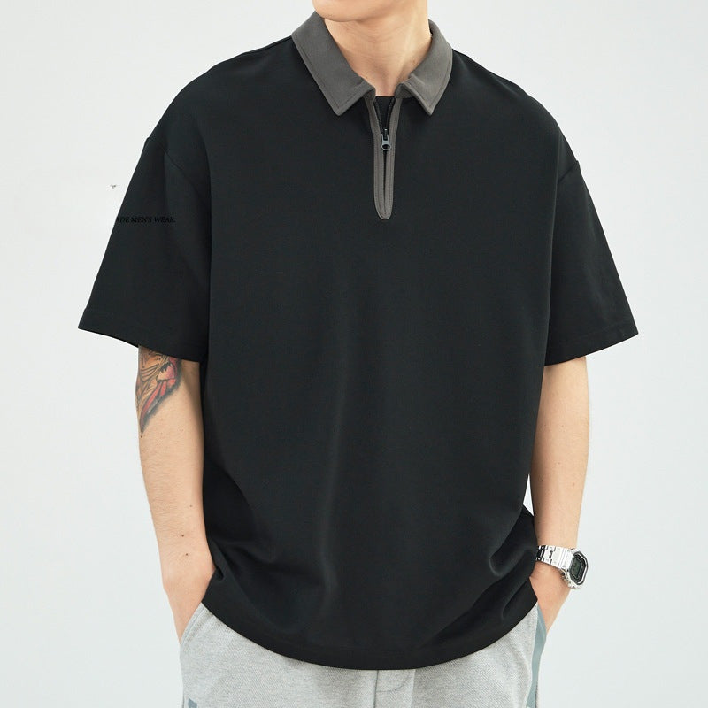 Men's Polo Shirt – Relaxed Fit – Breathable Blend – Half Zip – Short Sleeves