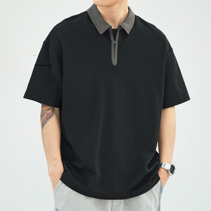 Men's Polo Shirt – Relaxed Fit – Breathable Blend – Half Zip – Short Sleeves