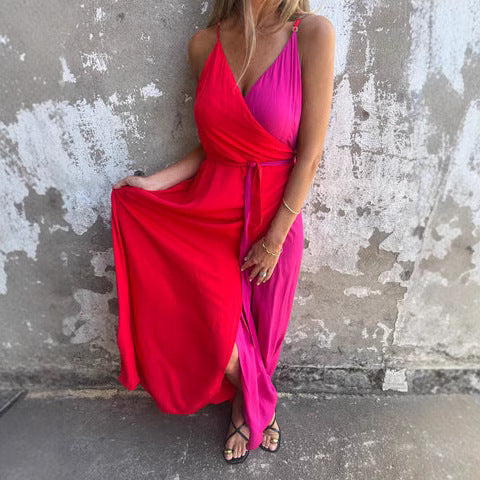 Dress for Women – Maxi – Halterneck – Wrap Waist – Asymmetric Hem – Airy Luxury Fabric