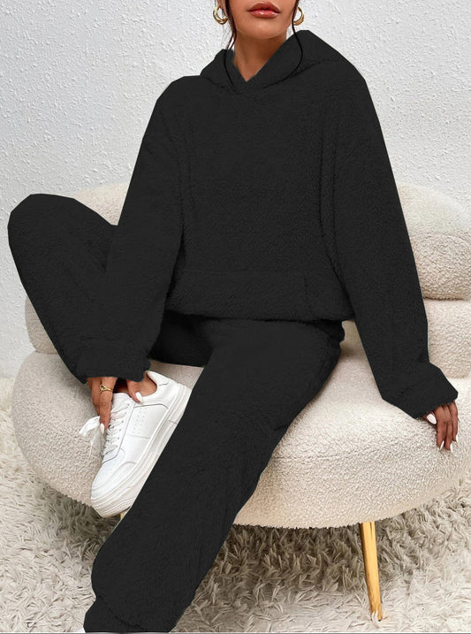 Women's Two-piece Set – Relaxed Fit Hoodie – Wide Pants – Soft Comfortable Texture
