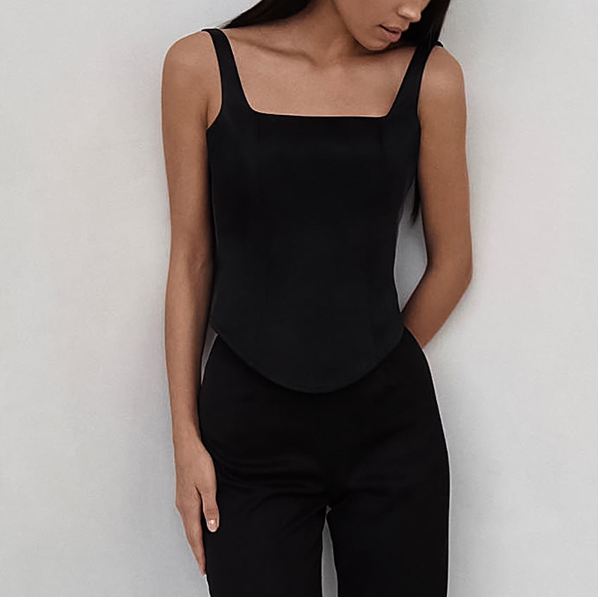 Dame Camisole Top – Slank Pasform – Korsetdesign – Firkantet Hals – Kort Model