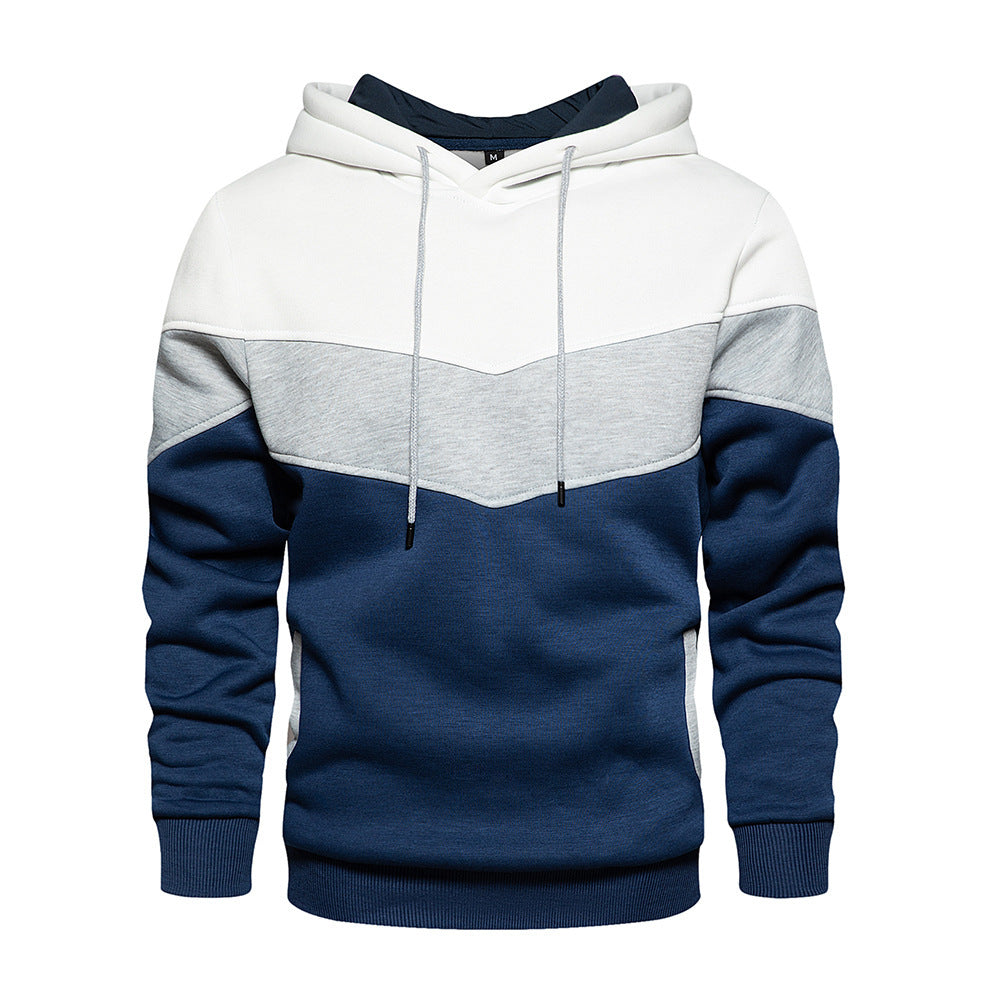 Men's Hoodie – Loose Fit – Color Block Design – Adjustable Hood – Side Pockets