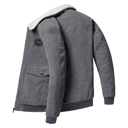 Men's Jacket – Corduroy – Loose Fit – Wool Lining – Button Closure – Casual Look
