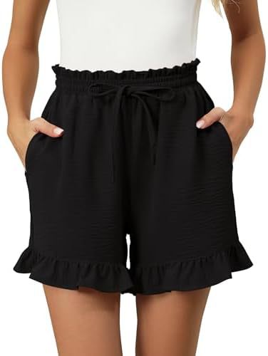 Women's Shorts – Relaxed Fit – Ruched Edge – Adjustable Elastic Waist – Breathable Material