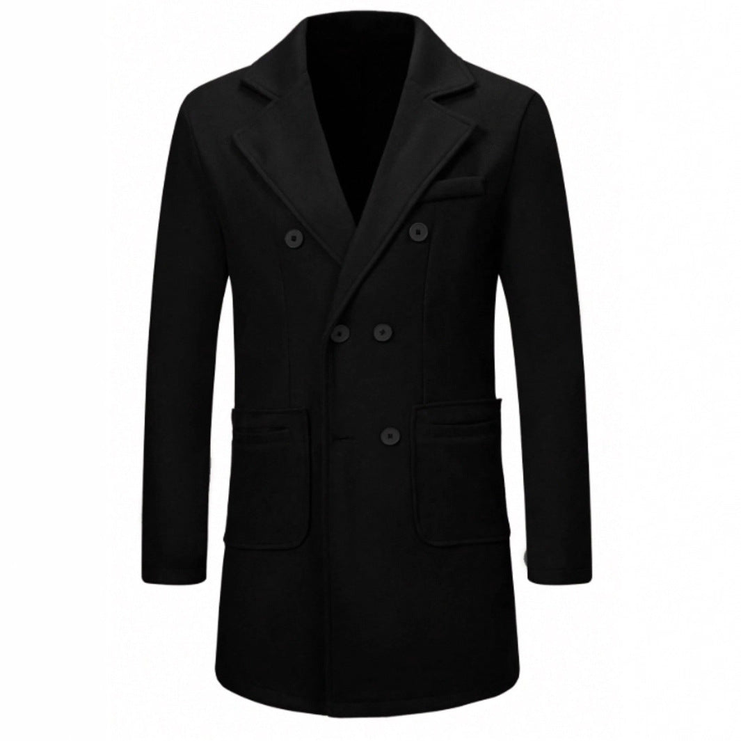 Men's Long Tailored Coat - Double-Breasted Classic - Elegant Urban Wear