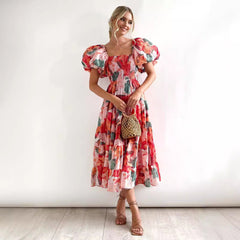 Women's Maxi Dress – Off Shoulder – Smocked Bodice – Tiered Skirt – Light and Breathable