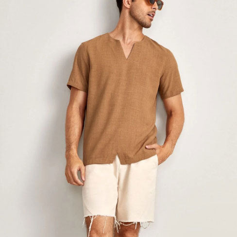 Men's T-shirt – Oversized Fit – V-neck – Short Sleeve – Soft Breathable Quality