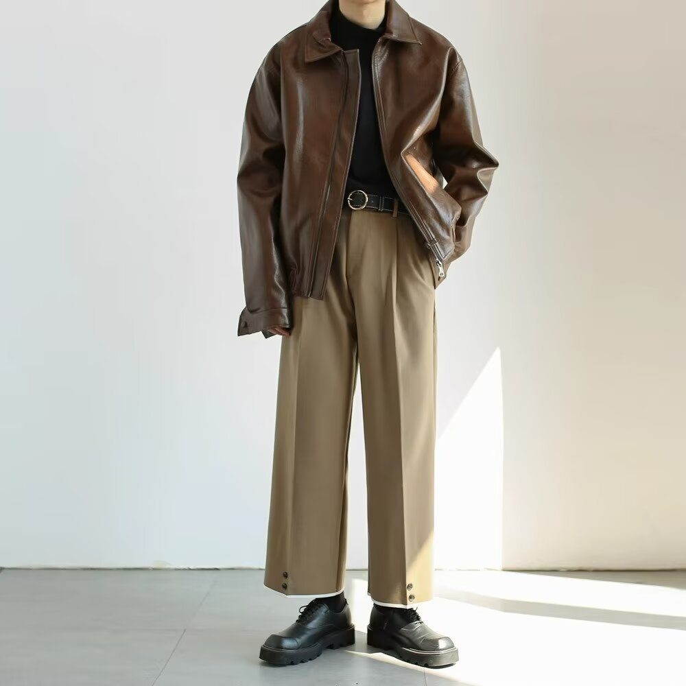 Men's Jacket – Oversized Fit – Cropped Cut – Smooth Finish – Zipper Closure