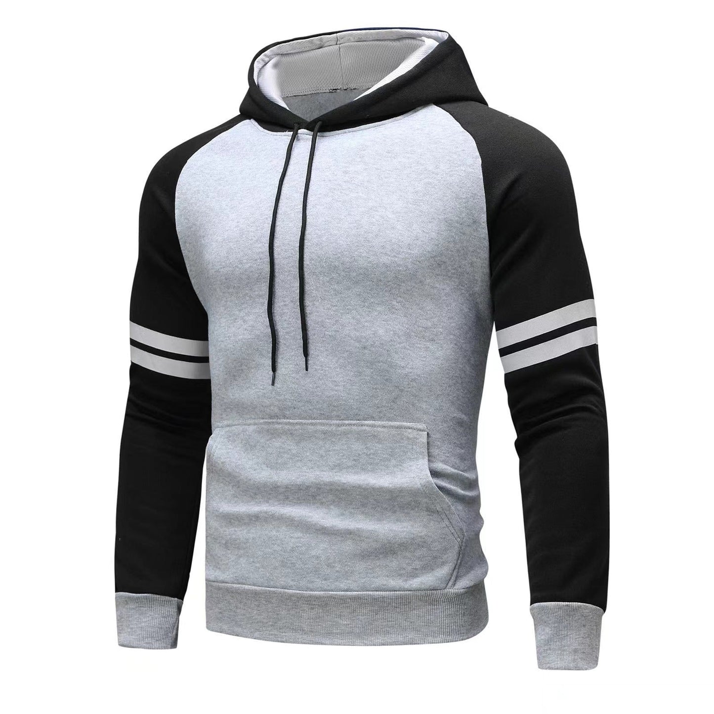 Men's Hoodie – Regular Fit – Raglan Sleeves – Sporty Stripe Design – Soft and Breathable