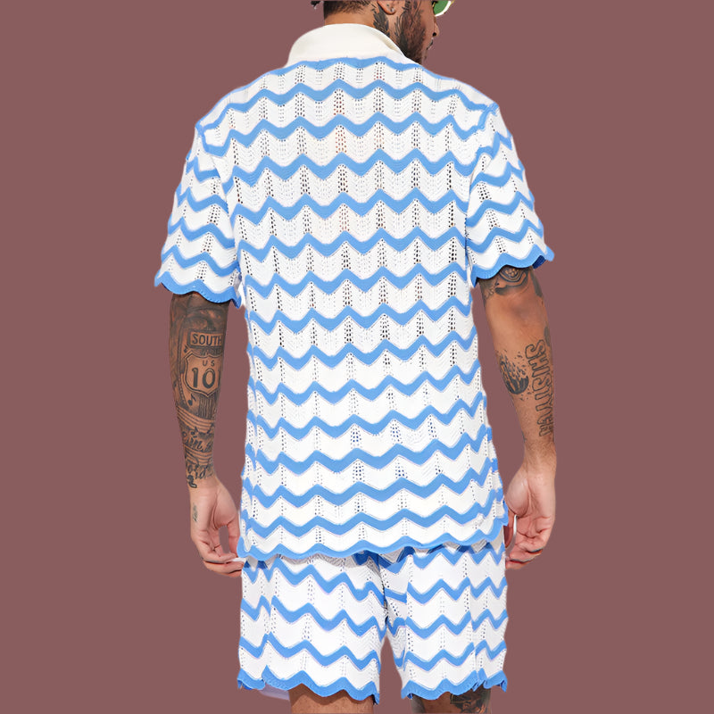 Men's Polo Shirt – Relaxed Fit – Soft Knit – Eye Pattern – Short Sleeves