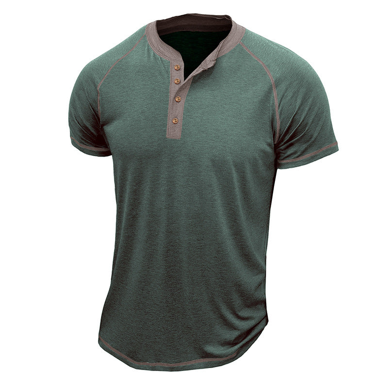 Men's Henley T-shirt – Regular Fit – Short Sleeve – Breathable – Contrast Details