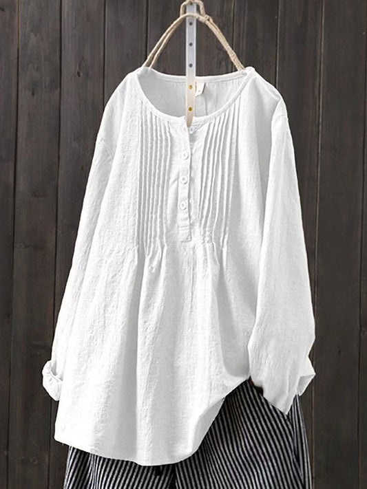 Women's Blouse - Light and Breathable - Loose Fit - 3/4 Sleeves - Button Closure