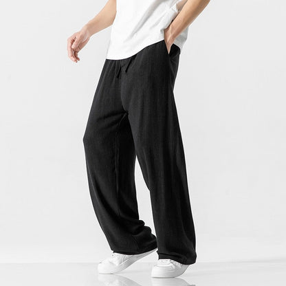 Men's Trousers – Loose Fit – Breathable Material – Drawstring Closure – Full Length