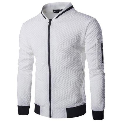 Men's Cardigan – Slim Fit – Quilted Structure – Zipper – Ribbed Edges – Sleeve Pocket