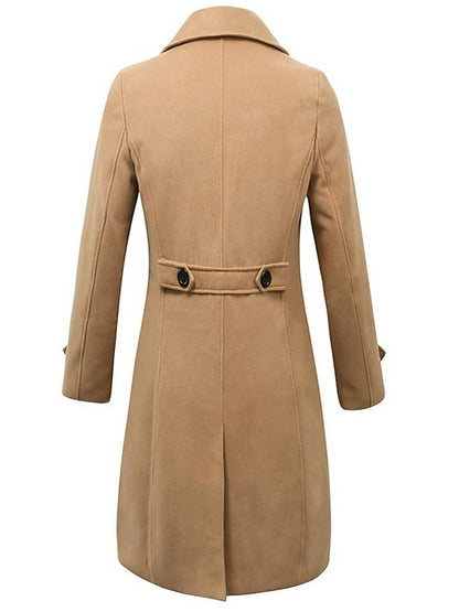Double-Breasted Overcoat – Classic Pea Coat Style – Wide Lapels – Long Winter Coat