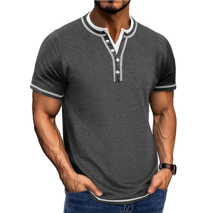 Men's Henley T-shirt – Soft Cotton Feel – Comfortable Fit – Short Sleeve