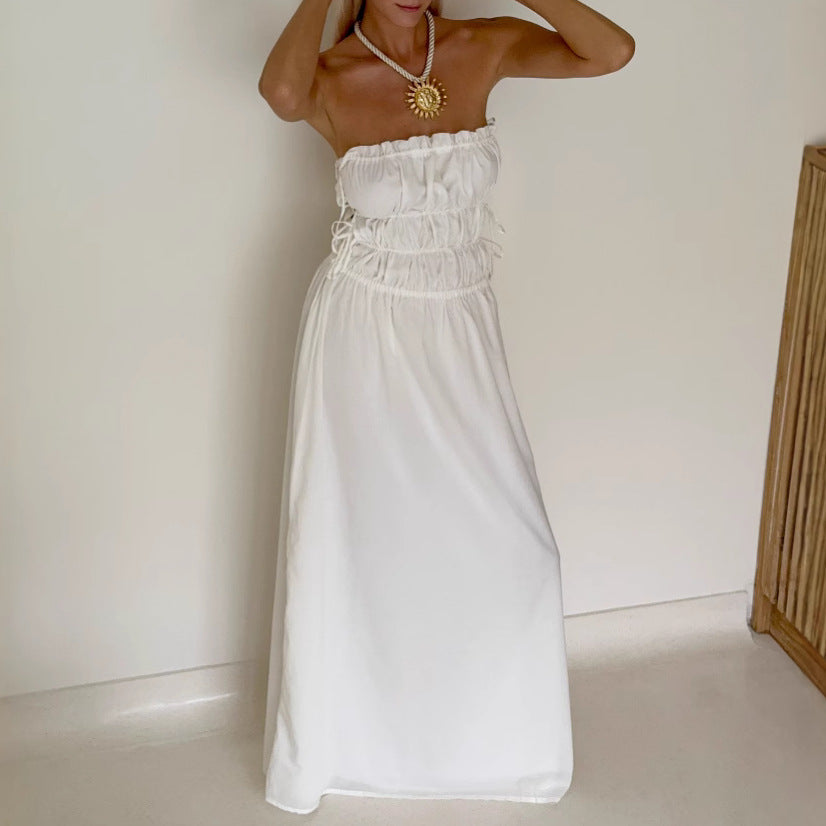 Dress for Women – Strapless – Adjustable Waist – A-Line – Full Length – Breathable Fabric