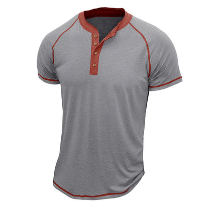 Men's Henley T-shirt – Regular Fit – Short Sleeve – Breathable – Contrast Details