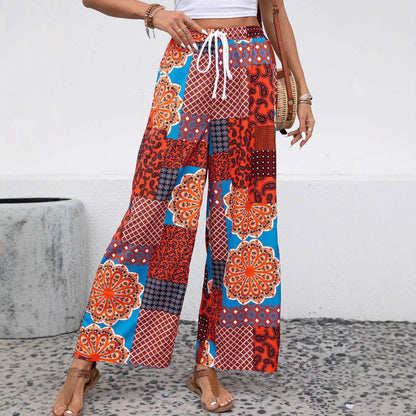 Women's Lounge Pants – Bohemian Print – Relaxed Fit – Wide Leg – Breathable Material