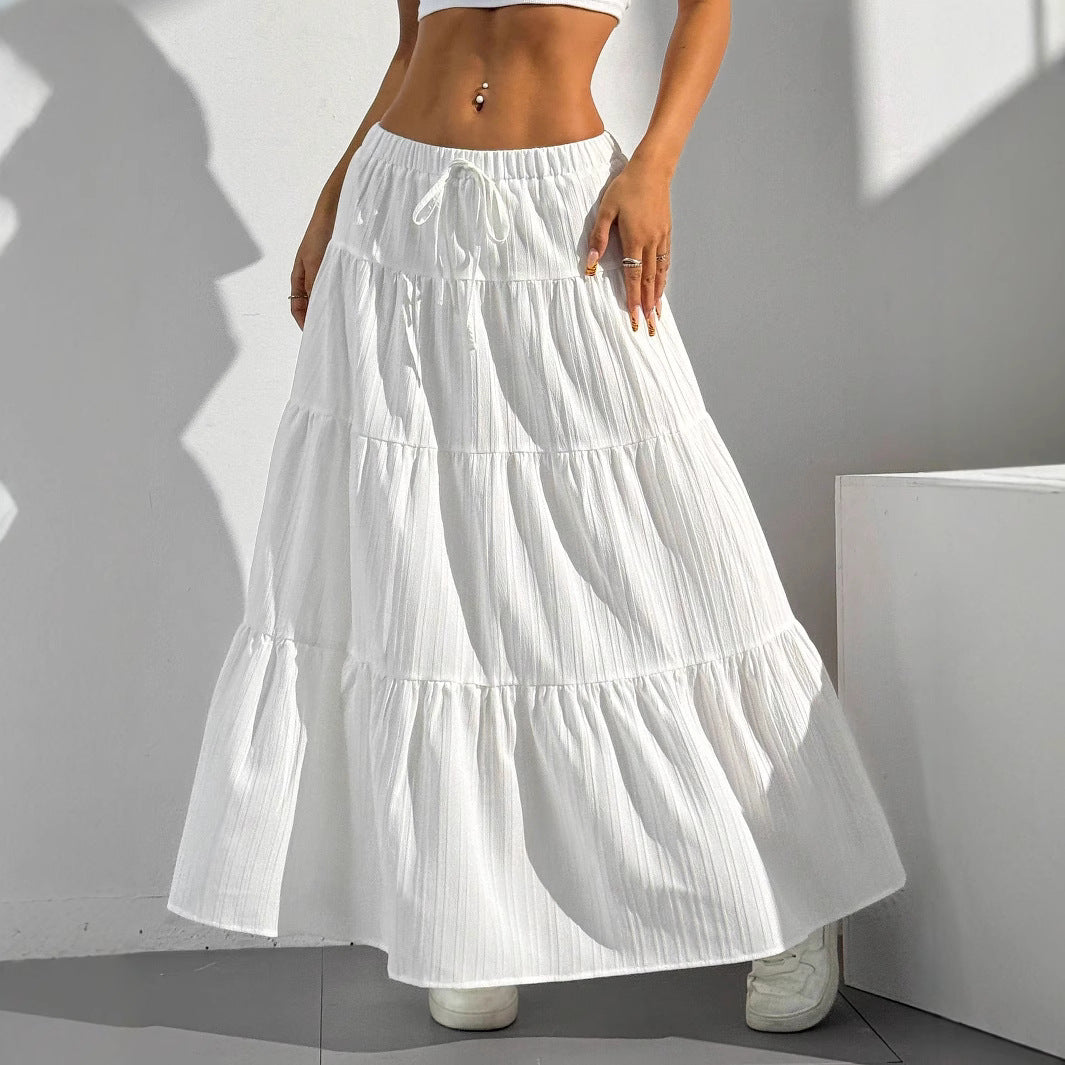 Women's Skirt – A-line Fit – Layered Ruffle Design – Adjustable Drawstring Closure – Breathable Material