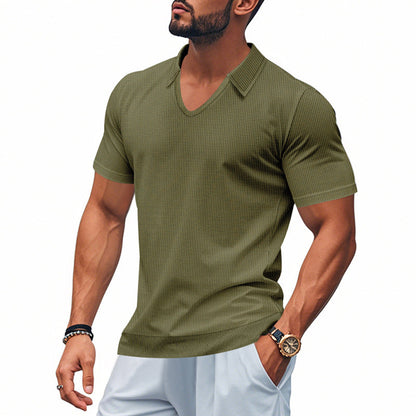 Herre Polo T-shirt – V-hals – Afslappet Pasform – Åndbar Bomuld – Minimalistisk Stil