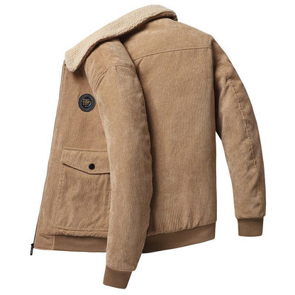 Men's Jacket – Corduroy – Loose Fit – Wool Lining – Button Closure – Casual Look