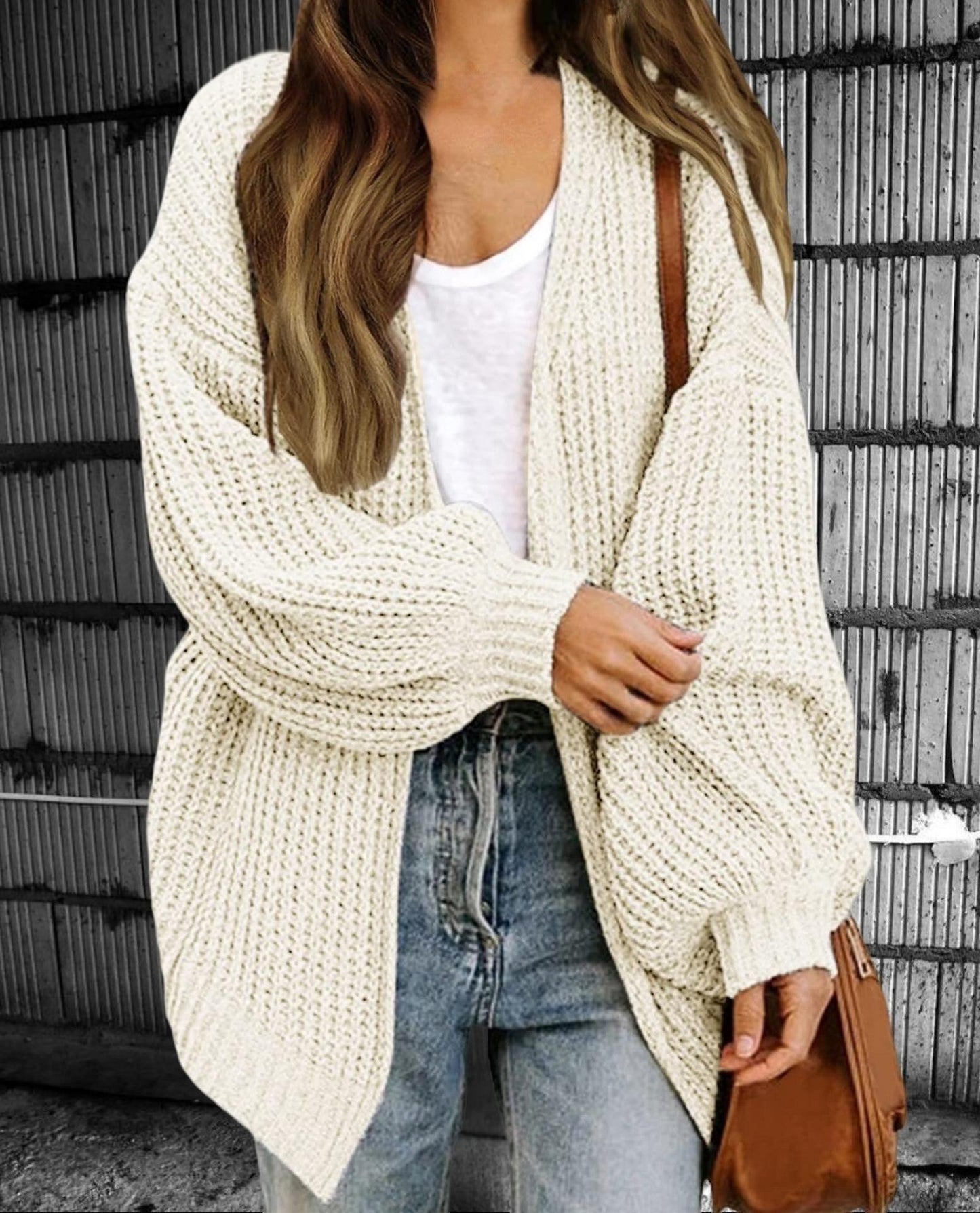 Women's Cardigan – Chunky Knit – Oversized Fit – Open Front – Casual Style
