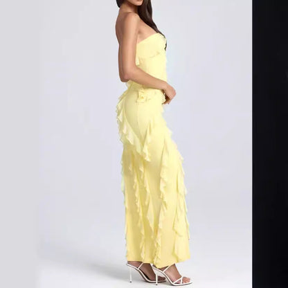 Dress for Women – Strapless Evening Dress – Slim Fit – Ruched Details – Asymmetric Hem