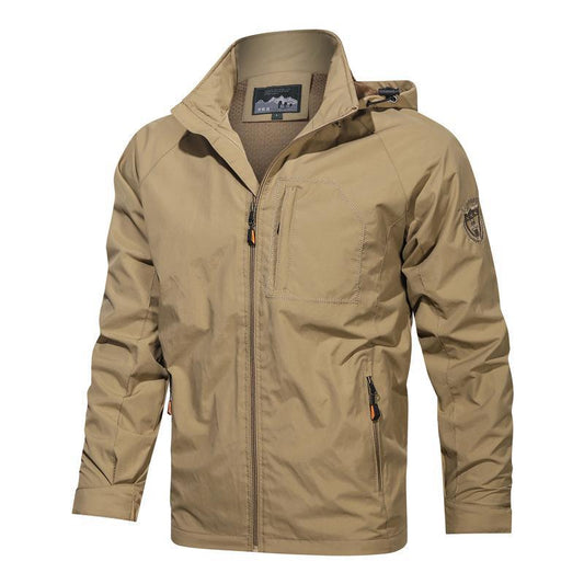 Men's Jacket with Hood – Lightweight and Wind-Resistant – Zipper Closure – Multiple Zipper Pockets