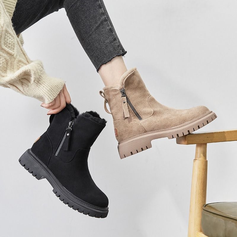 Women's Ankle Boots - Suede - Slip-on - Warm and Comfortable - Robust Outsole