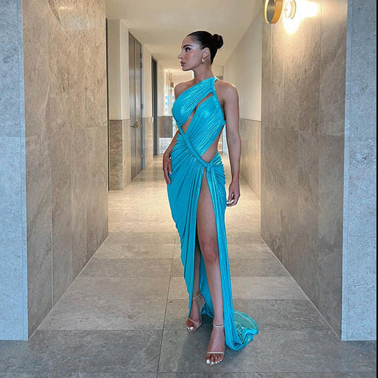 Dress for Women – Evening Dress in Luxury Fabric – Bodycon Fit – One Shoulder – High Slit Design