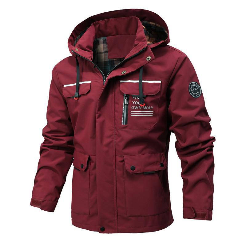 Men's Windbreaker – Waterproof Lightweight Fabric – Regular Fit – Hood and Pockets