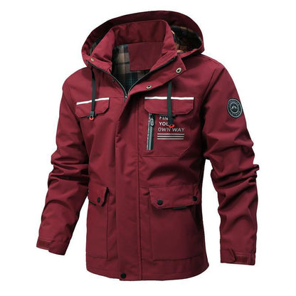Men's Windbreaker – Waterproof Lightweight Fabric – Regular Fit – Hood and Pockets
