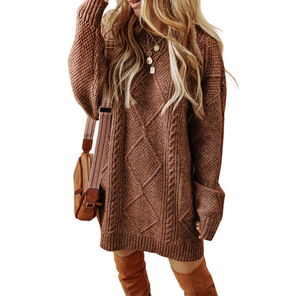 Women's Sweatshirt – Cable Knit – Loose Fit – Knee Length – Long Sleeves For Everyday