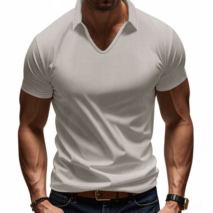 Herre Polo T-shirt – V-hals – Afslappet Pasform – Åndbar Bomuld – Minimalistisk Stil
