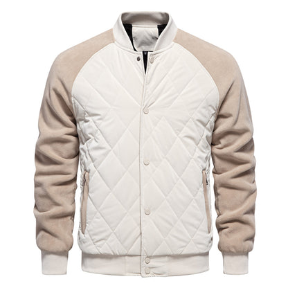 Oliver Quilted Bomber Jacket | Ribbed Collar and Cuffs Bomber Jacket