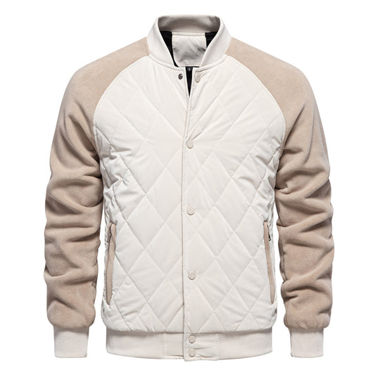 Oliver Quilted Bomber Jacket | Ribbed Collar and Cuffs Bomber Jacket
