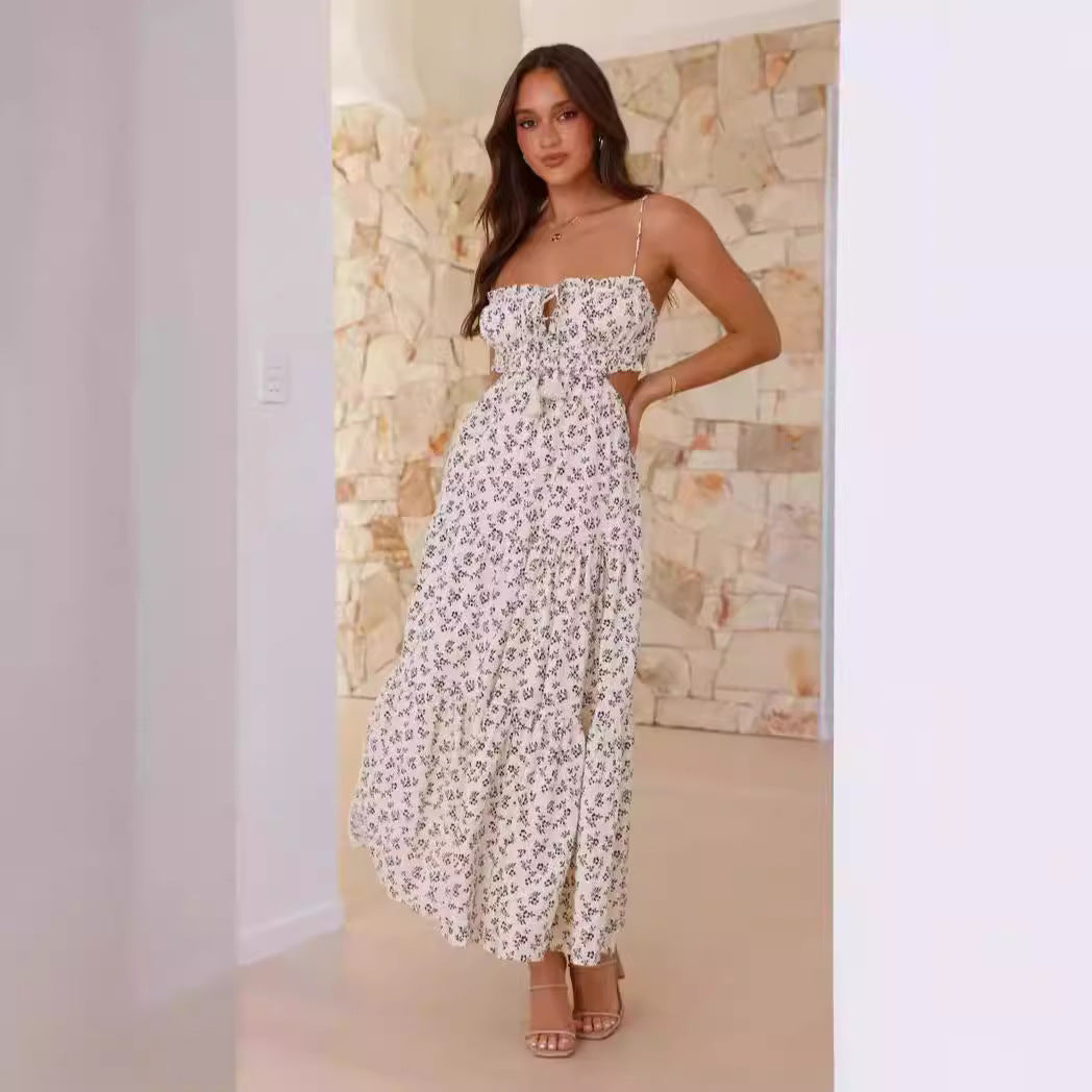 Women's Maxi Dress – Sleeveless V-Neck – A-Line Skirt – Lightweight Breathable Material