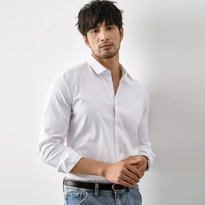 Men's Shirt – Slim Fit – Soft Faux Silk – Long Sleeves – Business Look