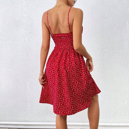 Dress for Women – Slim Fit Mini Dress – Ruched Bust – Spaghetti Straps – Open Back