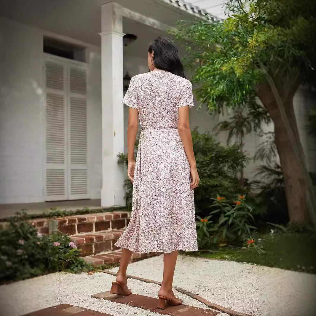 Women's Maxi Dress – V-Neck – Floral Print – Relaxed Fit – Lightweight and Breathable